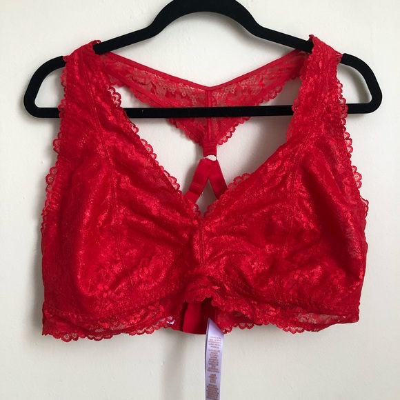 Savage X Fenty Red Lace Racerback Bralette Intimates 3X - Picture 4 of 9